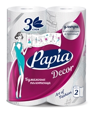 Бумажные полотенца Papia Decor 3 слоя, 2шт