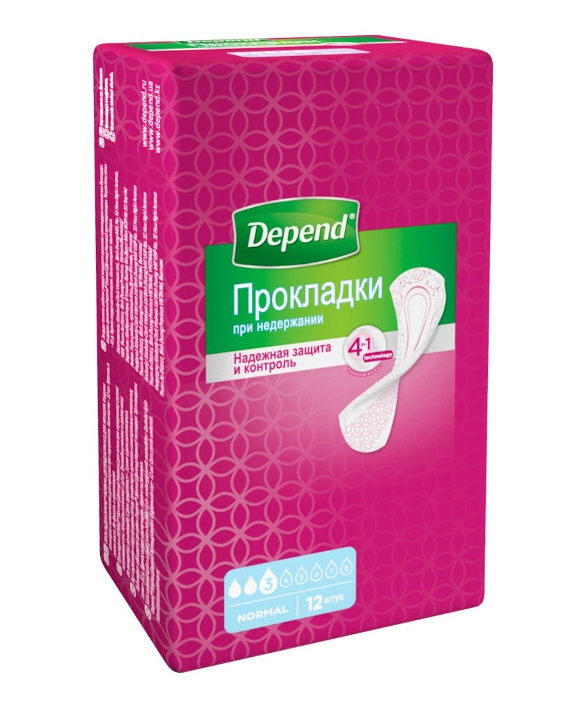 Прокладки Depend Normal для женщин при недержании, 12шт