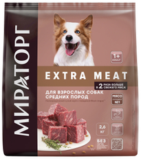 Корм сухой Мираторг для взрослых собак средних пород, 2.6кг