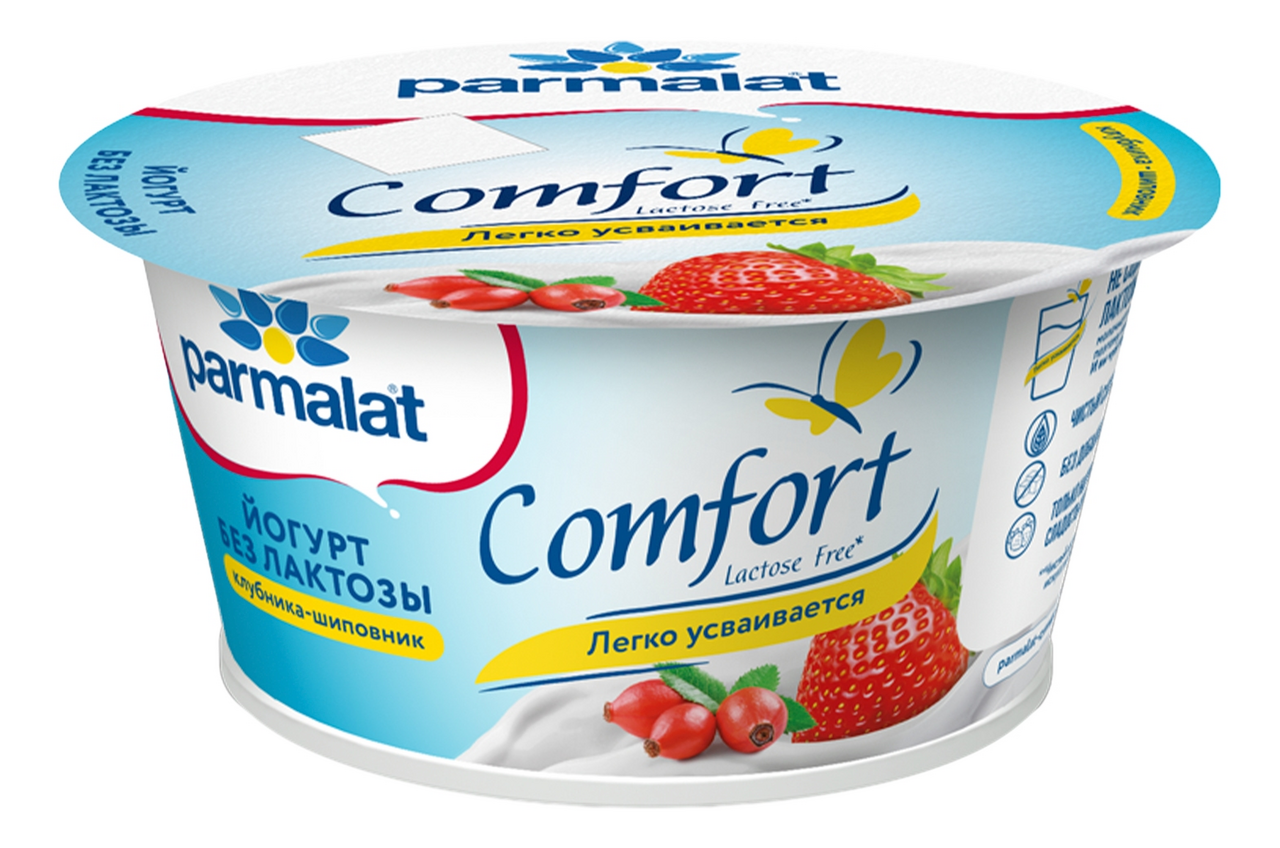 Изображение товара Йогурт безлактозный клубника-шиповник Parmalat 3%, 130г