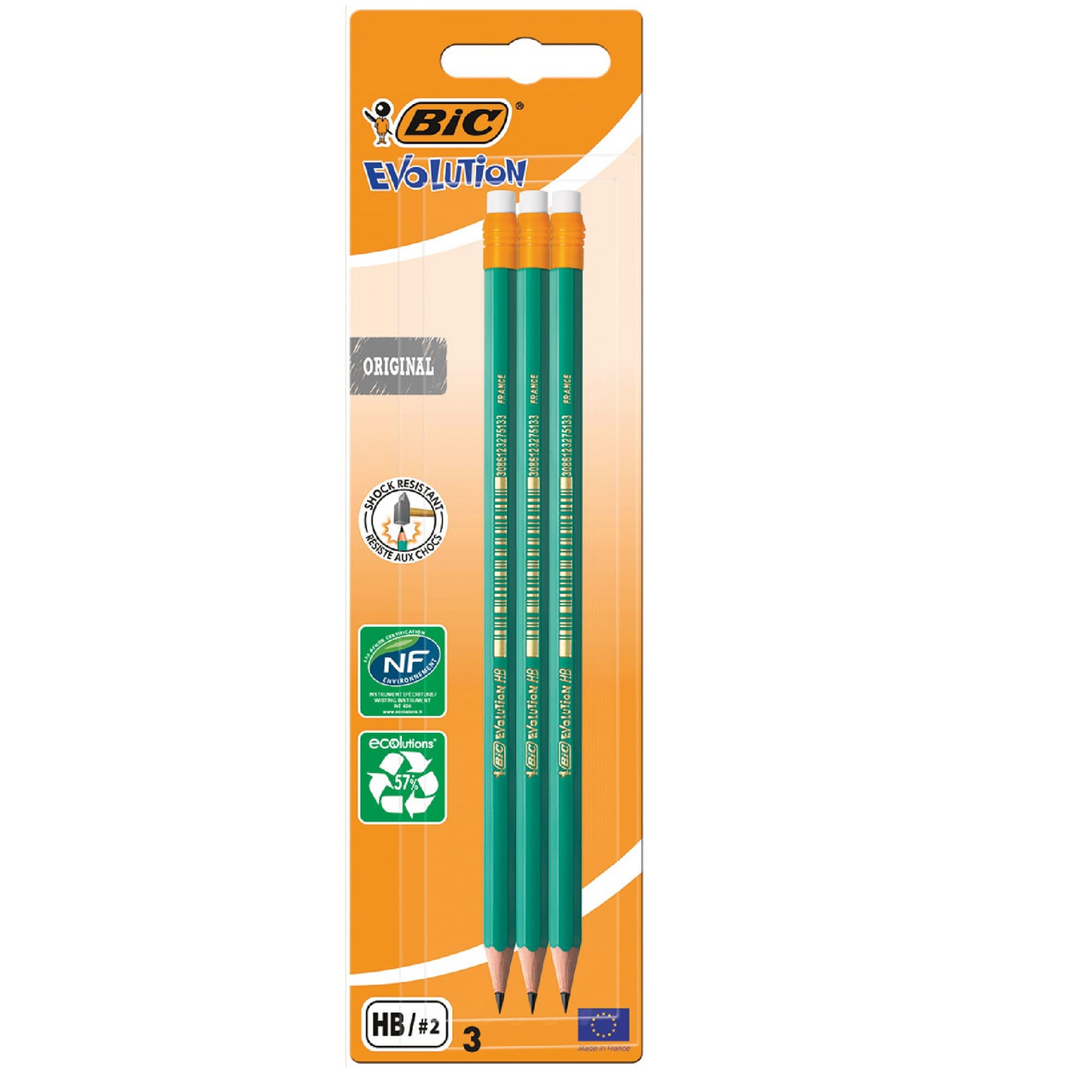 Изображение товара Карандаши чернографитные BIC Evolution HB с ластиком, 3шт