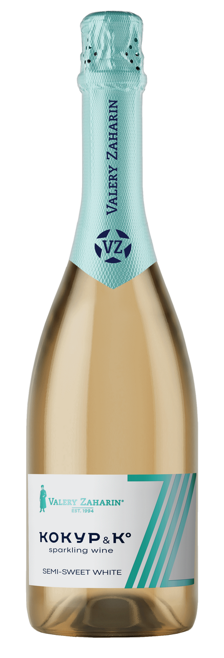 Вино игристое Валерий Захарьин Кокур и Ко белое полусладкое, 0.75л