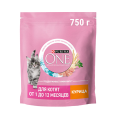 Корм сухой Purina One для котят от 1 до 12 месяцев с курицей, 750г