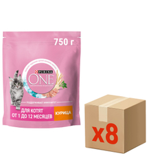 Корм сухой Purina One для котят с курицей и цельными злаками, 750г х 8 шт