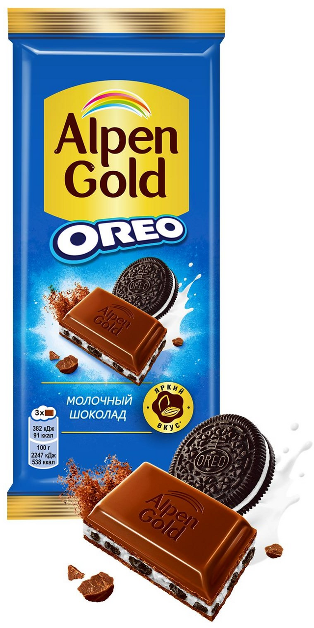 Шоколад Alpen Gold Oreo молочный, 85г