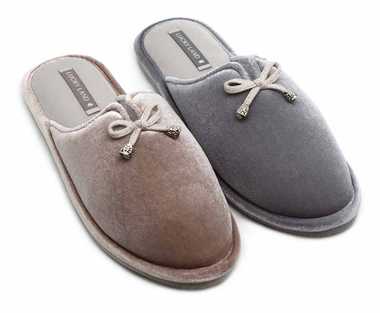 Тапочки женские Lucky Land закрытые бант бархат