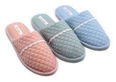 Тапочки женские Lucky Land закрытые стежка ткань кружево