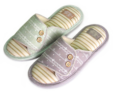 Тапочки женские Lucky Land открытые пуговицы полоска