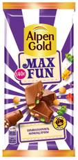 Шоколад Alpen Gold Max Fun Карамель-мармелад-печенье молочный, 140г