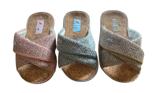 Тапочки женские Valori открытые рогожка пробка