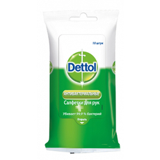 Салфетки влажные Dettol антибактериальные для рук, 10 листов