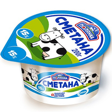 Сметана Полянка 15%, 200мл