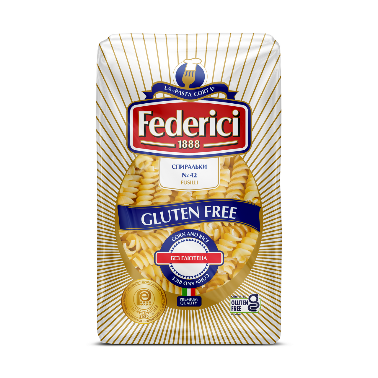 Изображение товара Макароны спирали Federici Fusilli №42 из кукурузы и риса без глютена, 400г