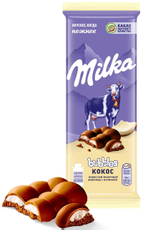 Шоколад Milka Bubbles Кокос пористый молочный, 87г
