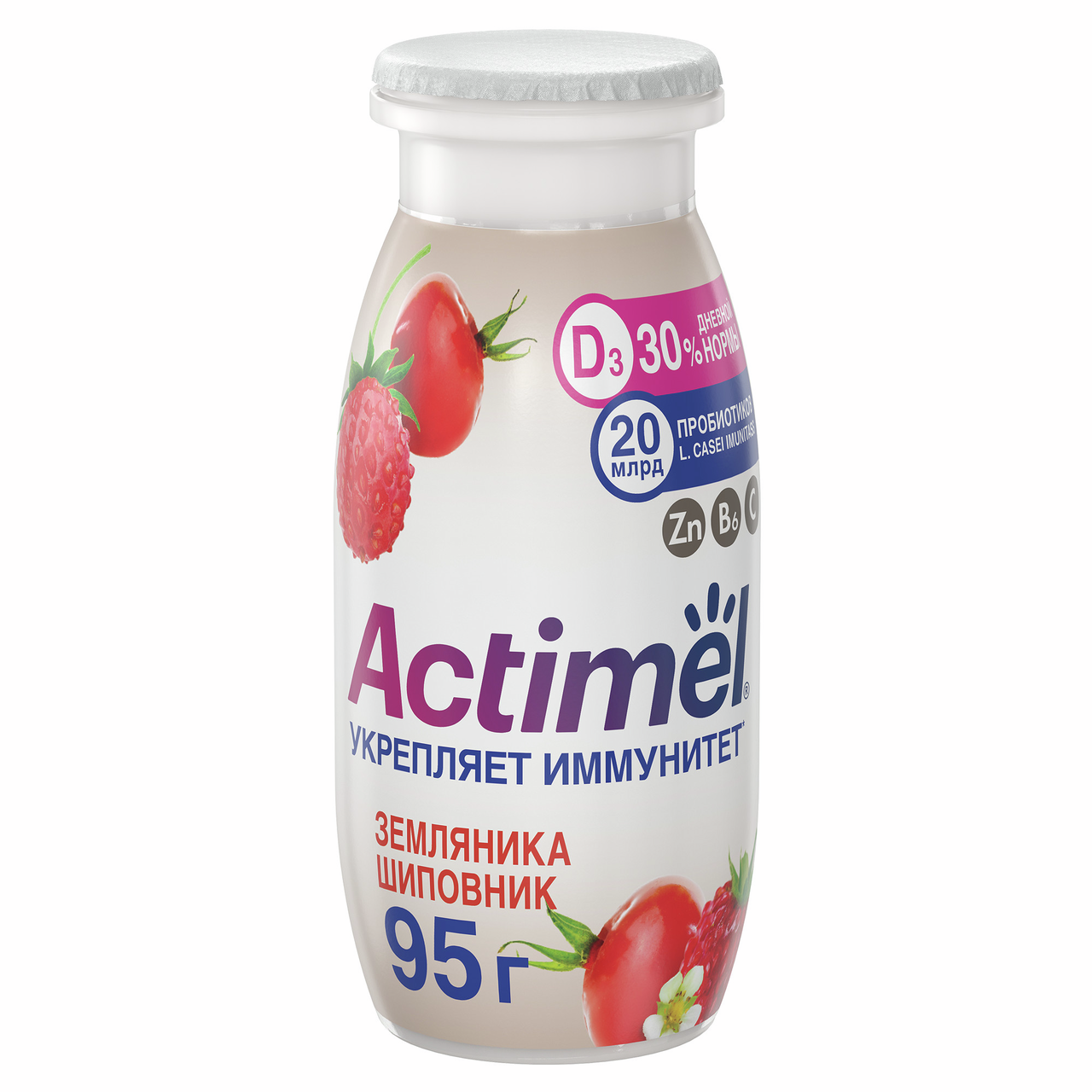 Напиток фруктовый Actimel земляника-шиповник 1.5%, 95г