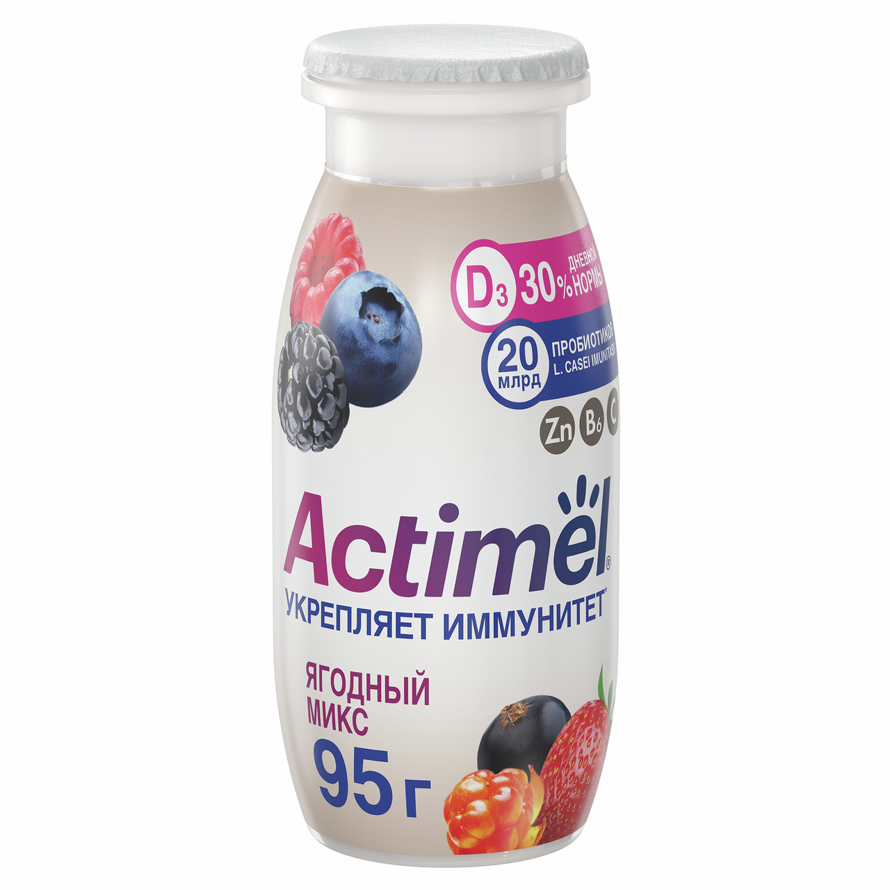 Напиток фруктовый Actimel ягодный микс 1.5%, 95г
