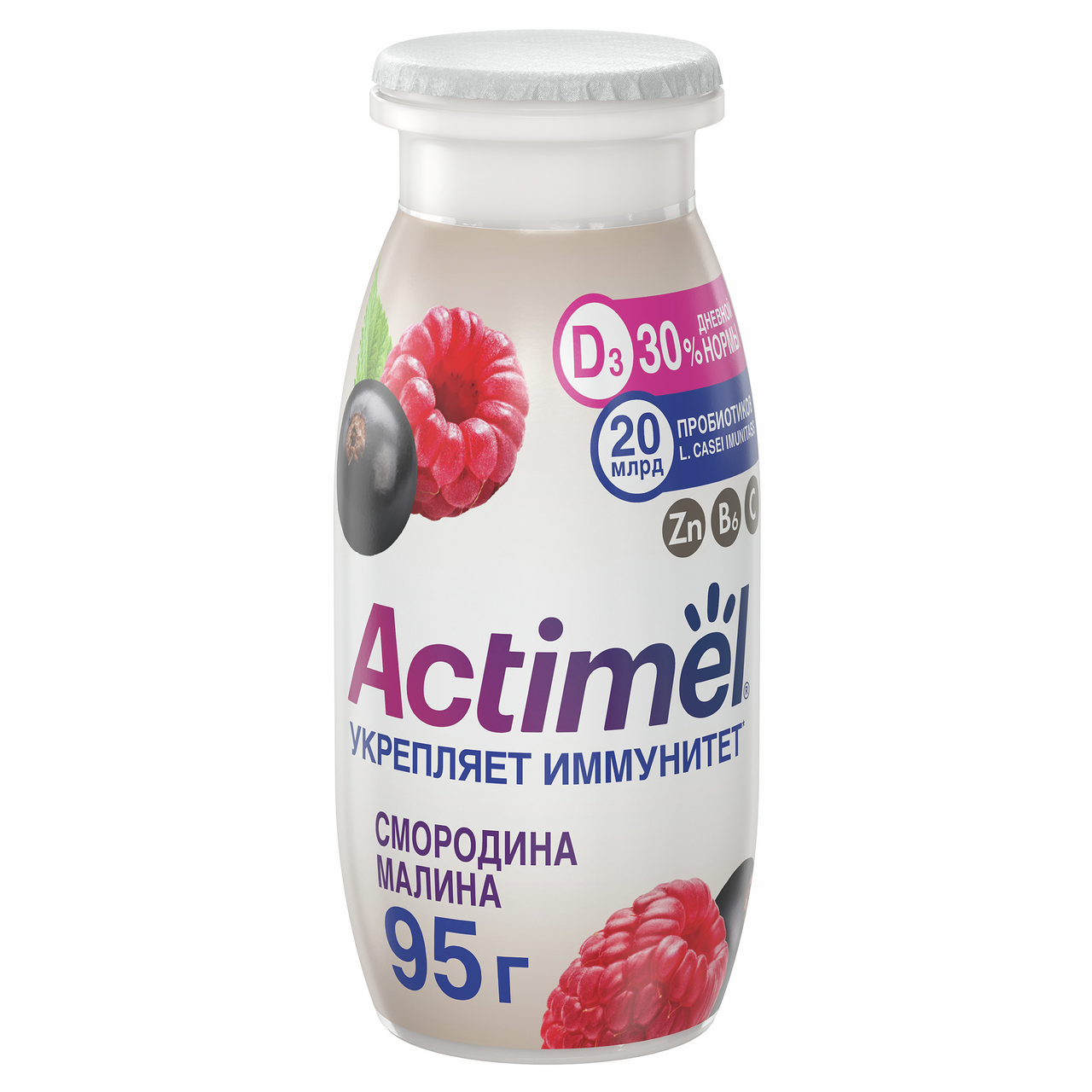 Напиток фруктовый Actimel смородина-малина 1.5%, 95г
