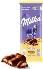 Шоколад Milka Bubbles Банан-йогурт пористый молочный, 87г