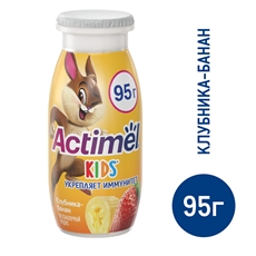 Напиток фруктовый Actimel Клубника-банан Kids 1.5%, 95г