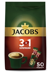 Напиток кофейный Jacobs 3в1 Крепкий 50 пакетиков, 675г