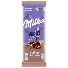 Шоколад Milka Bubbles Капучино пористый молочный, 87г