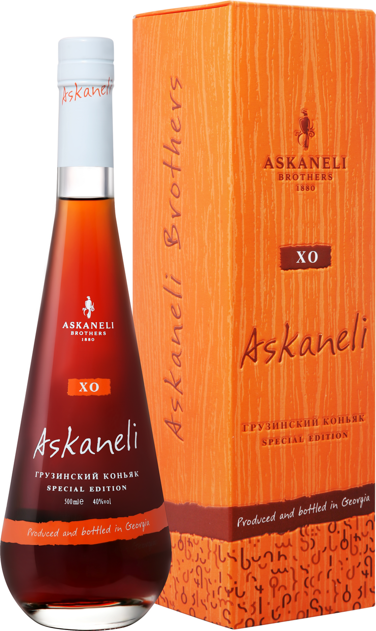 Коньяк Askaneli Brothers XO 10 лет в упаковке, 0.5л купить по выгодной  цене, самовывоз алкоголя из магазина в Москве