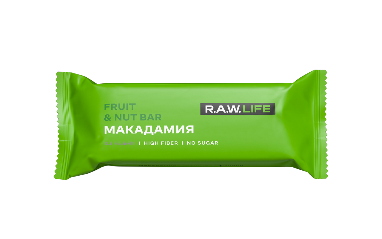 Батончик R.A.W. LIFE орехово-фруктовый Макадамия, 47г купить с доставкой на  дом и дачу, цены в интернет-магазине