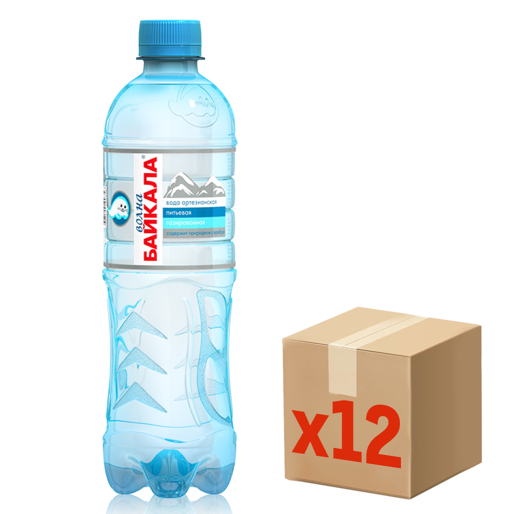 Вода Волна Байкала питьевая газированная, 500мл x 12 шт