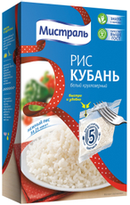Крупа рис Мистраль Кубань круглозерный в пакетах для варки 5шт, 400г