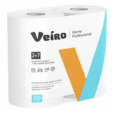 Бумажные полотенца в рулонах Veiro Home Professional 2 слоя 32м белые, 2шт