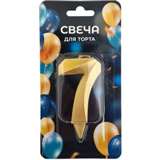 Свеча-цифра 7 Грань золото, 7см