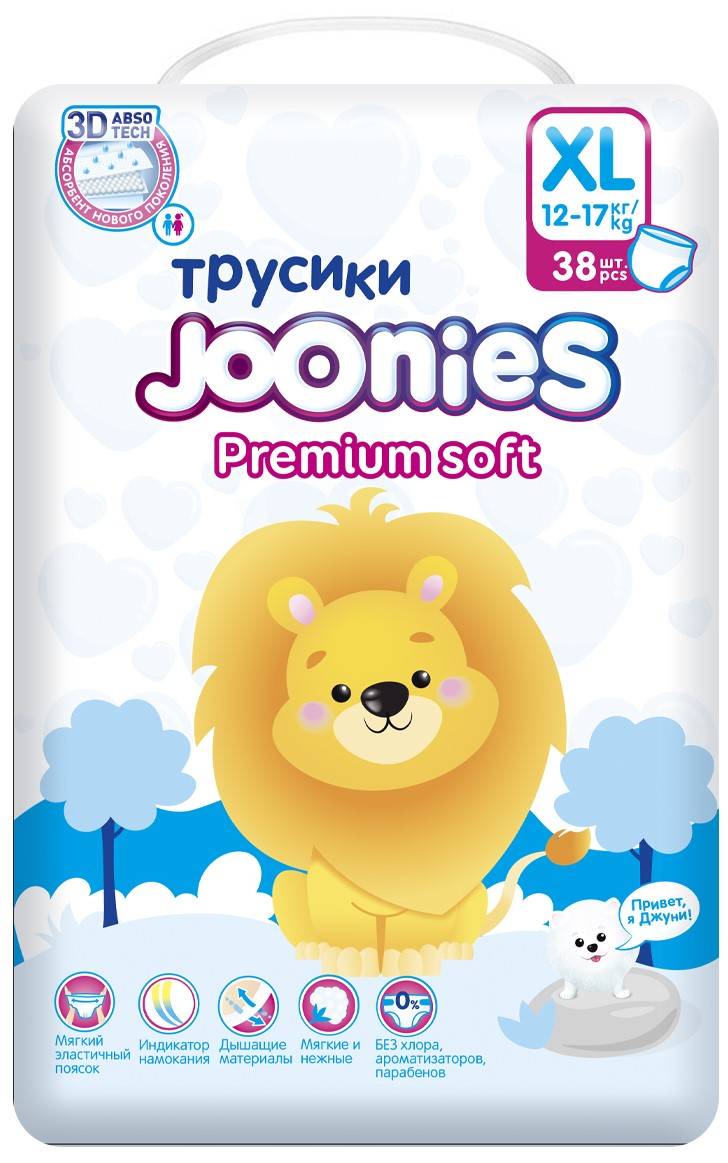 Изображение товара Подгузники-трусики Joonies Premium Soft размер XL 12-17кг, 38шт