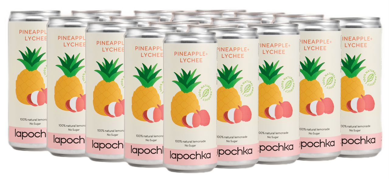 Напиток Lapochka Ананас-личи натуральный без сахара газированный, 330мл x 20 шт