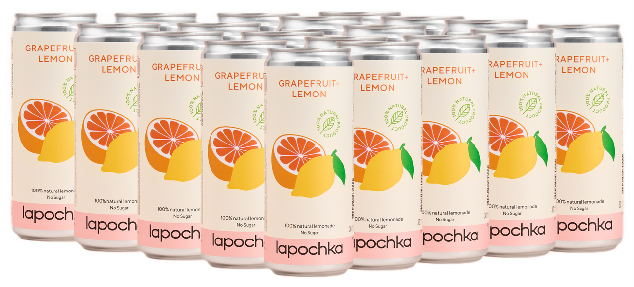 Напиток Lapochka Грейпфрут-лимон натуральный без сахара газированный, 330мл x 20 шт