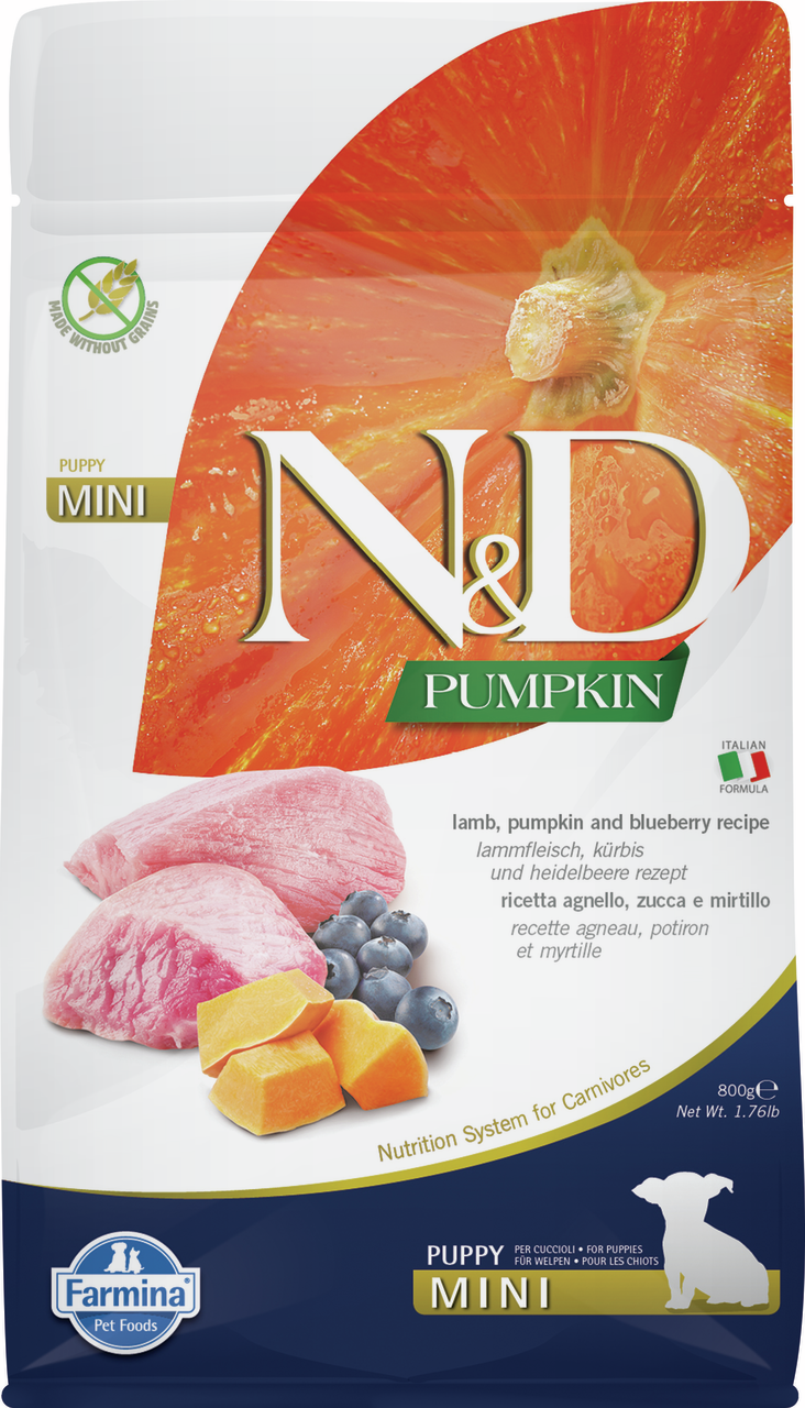 Корм сухой Farmina N&D для щенков ягненок-черника-тыква, 800г