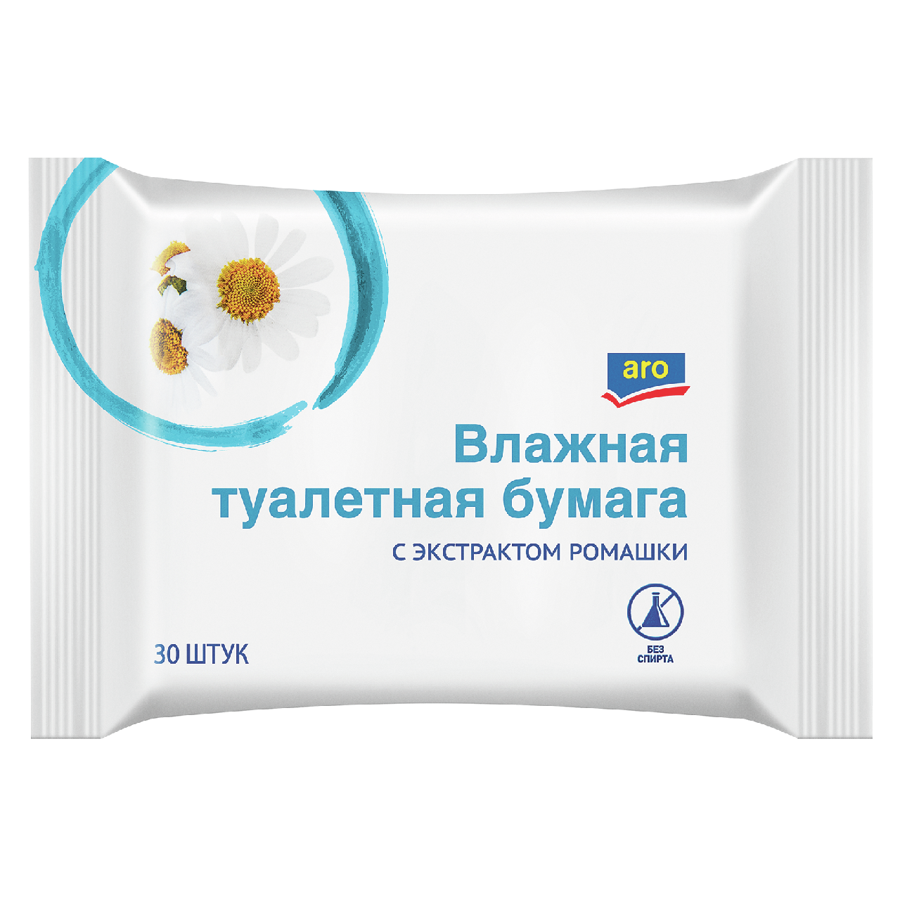 aro Влажная туалетная бумага Ромашка, 30 листов