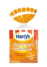 Хлеб сэндвичный Harry's (Harrys) American Sandwich пшеничный с отрубями в нарезке 515г