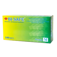 Перчатки Bi-Safe латексные неопудренные размер M 50 пар, 100шт