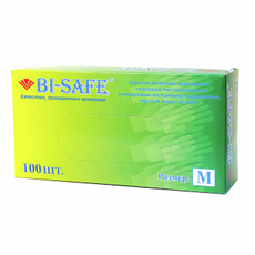 Перчатки Bi-Safe латексные неопудренные размер M 50 пар, 100шт