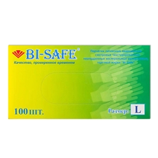 Перчатки Bi-Safe латексные неопудренные размер L 50 пар, 100шт