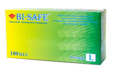 Перчатки Bi-Safe латексные неопудренные размер L 50 пар, 100шт
