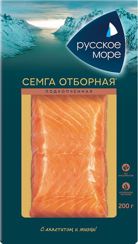 Изображение товара Семга Русское море филе-кусок полукопченая, 200г