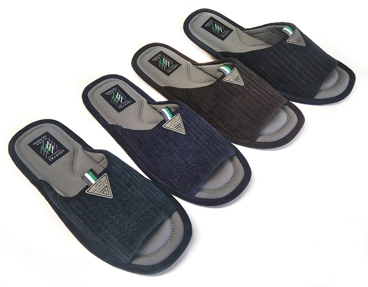 Тапочки мужские Lucky Land 3964 M-CH-C закрытые велюровые, р. 41-46