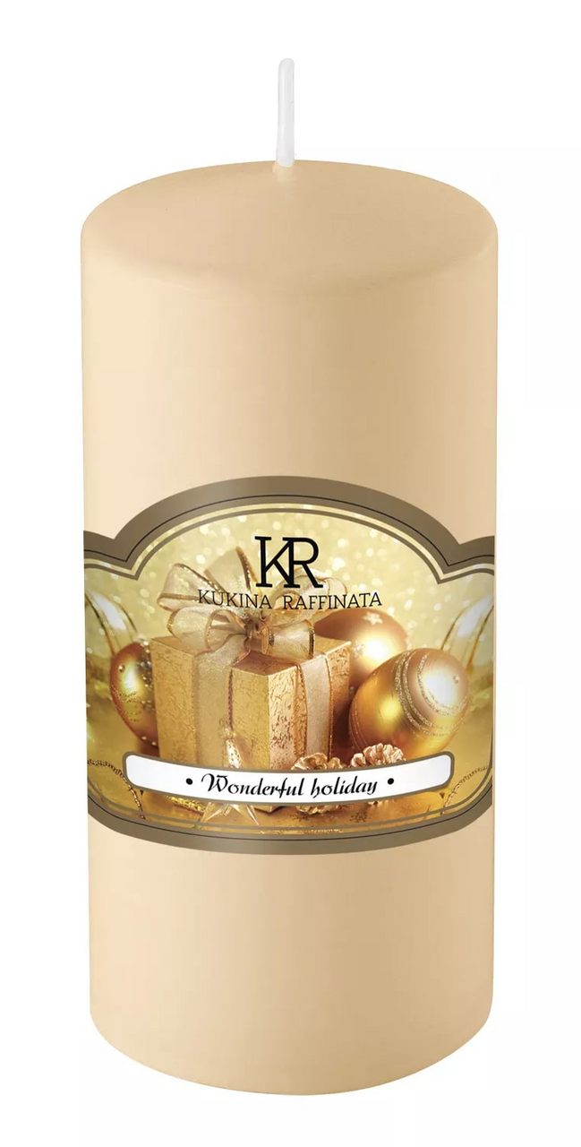 Изображение товара Свеча-столбик Kukina Raffinata Новогодние мотивы ароматическая 5x10 см