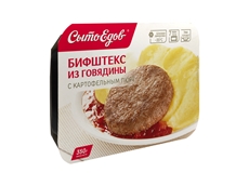 Бифштекс Сытоедов из говядины с картофельным пюре, 350г