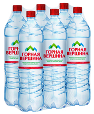 Вода Горная вершина питьевая газированная, 1.5л х 6 шт