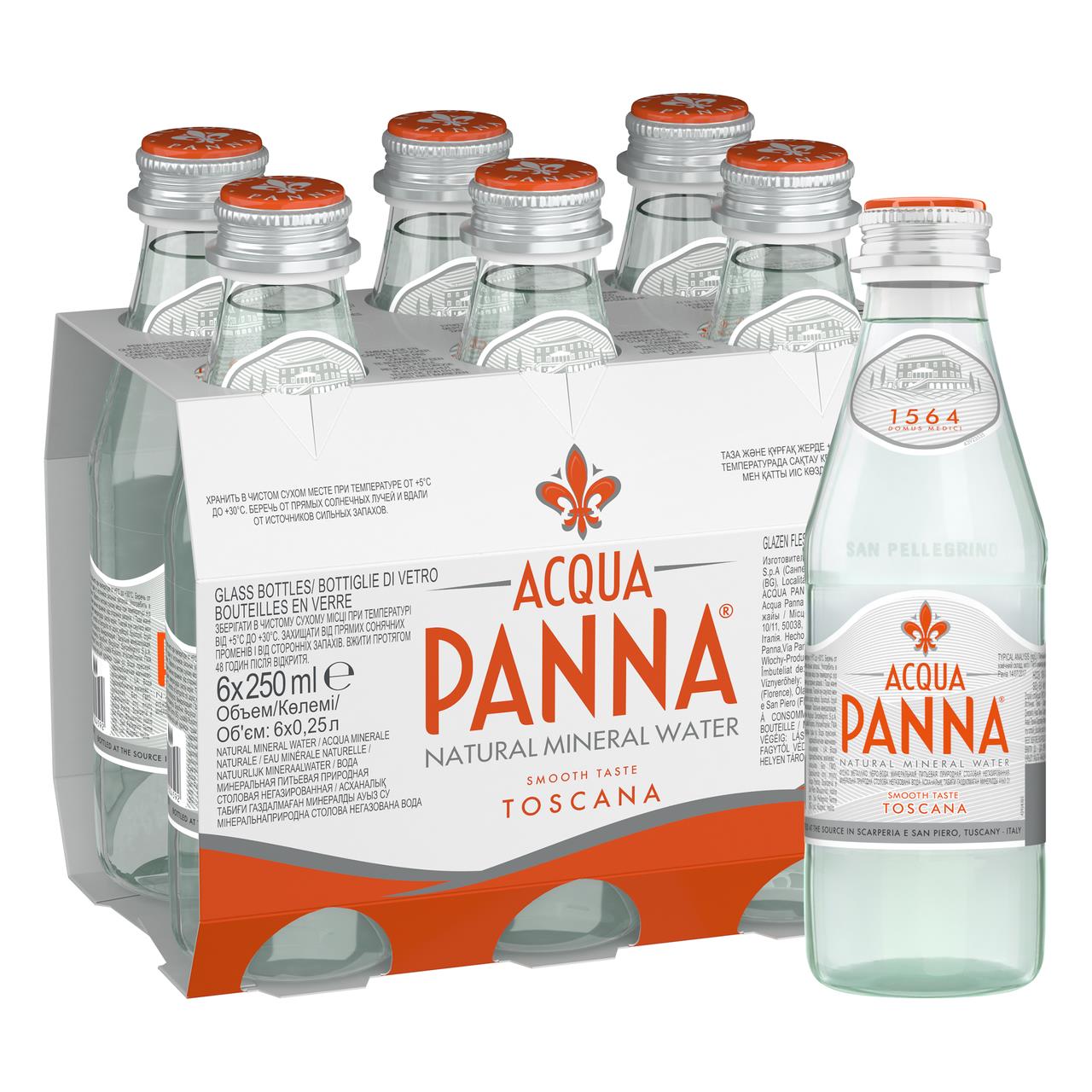 Вода ACQUA PANNA, стекло, упаковка 6*0,25 л