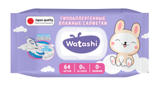 Салфетки влажные детские Watashi 64шт