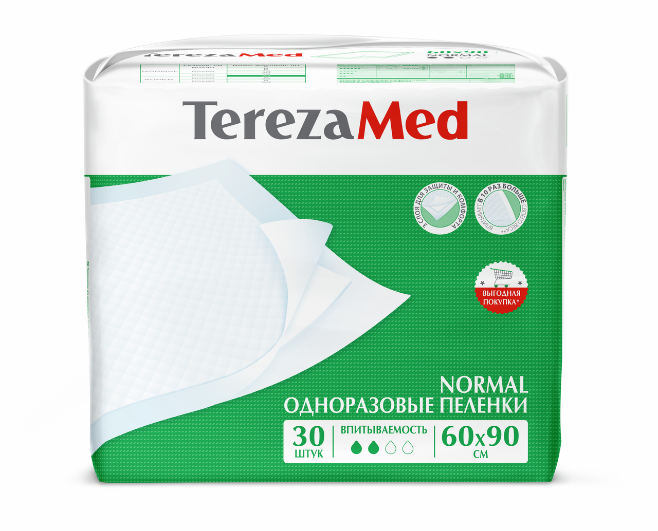 Пеленки Tereza Med одноразовые Normal 60x90см, 30шт купить с доставкой ...