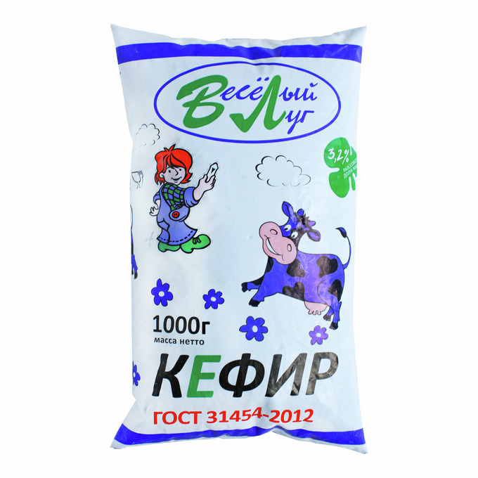 Кефир Веселый Луг 3.2%, 1кг